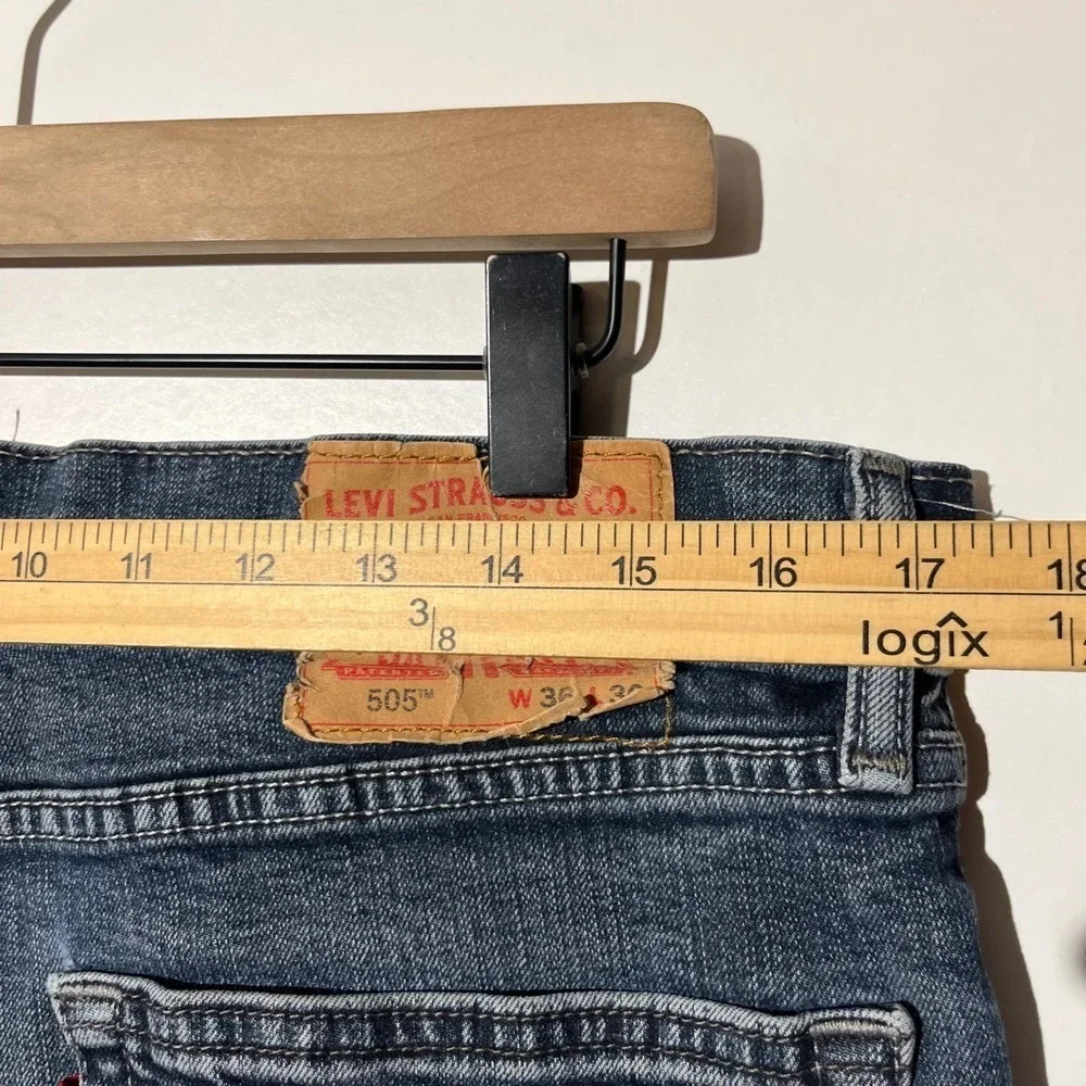 Levi's 505 Straight Leg Dark Washed‎ Blue Denim Jeans Men's Size 36X30